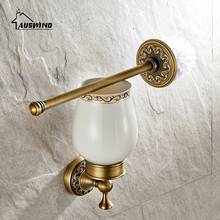 Antique Solid Brass Toilet Brush Holder Ti Pvd Carved European Bathroom Accessories Wall Mounted Bathroom Products 2024 - buy cheap