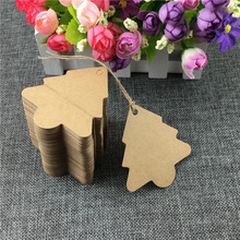 50Pcs/lot Christmas Tree Shape Kraft Paper Label Christmas Gift Decoration Packaging Label Price Tag Customizable With Strings 2024 - buy cheap