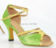New Green Satin Ballroom Dance Shoes Latin Ballroom Shoes Salsa Dance Shoes Tango Dance Sandals Bachata Dance Shoes 2024 - buy cheap