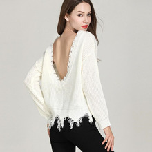 Otoño moda nueva sexy backless suéter harajuku abrigos mujer cardigan manga larga de punto chompas largas sueltas mujer abrigo 2024 - compra barato