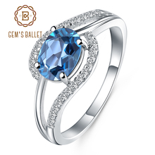 Женское кольцо с голубым топазом, вечерние кольца с натуральным топазом, серебряное ювелирное изделие, 1,57 карат, подарок для женщин 2022 - купить недорого