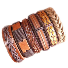 6 шт., многослойные кожаные плетеные браслеты для мужчин и женщин, H113 2024 - купить недорого