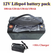 Lifepo4-Paquete de batería impermeable de 12V, 100Ah, 150Ah, BMS, 4S, para sistema solar de 1200w, motor, barco, autocaravana + cargador de 10A 2024 - compra barato