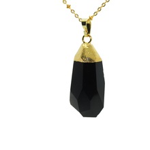 Женское Ожерелье из черного обсидиана с огранкой из натурального драгоценного камня 2024 - купить недорого