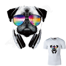 Dj cão remendo ferro em roupas nova camiseta decoração diy decoração a-nível lavável fácil impressão por ferros domésticos parches impressão e 2024 - compre barato