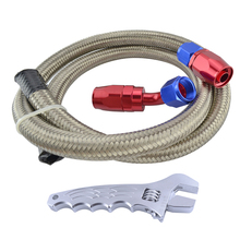 AN6 Stainless Braided Oil/Fuel Line Hose 1m Pipe+Straight+45 Degree Swivel Fitting Oil Hose End Adaptor Kit  With Silver Spanner 2024 - buy cheap