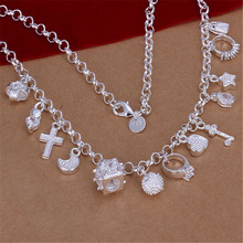 wholesale for women lady wedding Fashion silver color retro charm pendant noble trend Necklace Jewelry N021 2024 - buy cheap