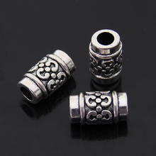 10pcs/lot Antique Silver Color Big Hole Tube Spacer Beads 16X9mm European Beads fit 4.5mm Leather Cord Charms Bracelet Jewelry 2024 - buy cheap