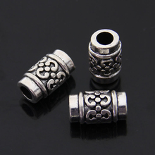 Cuentas espaciadoras de tubo de agujero grande para pulsera, abalorios europeos de 16x9mm, Color plata antigua, compatible con cordón de cuero de 4,5mm, joyería, 10 unids/lote 2024 - compra barato