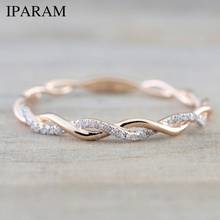 Anel de noivado cor ouro rosado, anel clássico de zircônio cúbico, presente para mulheres, meninas, cristais austríacos, bague femme 2024 - compre barato