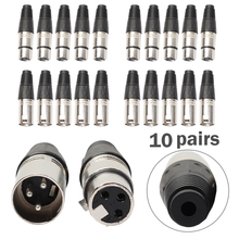 10Pair XLR 3Pin Microphone Cable Connector Female/Male MIC Jack Plug Audio Microphone Connector XLR Adapter Black 2024 - buy cheap