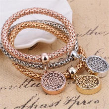 Trendy Unisex Charm Bracelet Popcorn Chain Round Shape Flower Pattern Hollow Out Style Jewelry Zinc Alloy Provide Dropshipping 2024 - buy cheap