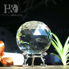 H & d esfera de olho cristal facetada transparente, 80mm (3.1 "), pacote de suporte de metal, decoração de mesa de escritório para casa 2024 - compre barato