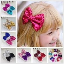 Wholesale 15pcs/lot 3" Sequin Bow for Hair  WITH Alligator CLIP for Kids Hair Accessories  Sequin Hair Bows 2024 - buy cheap