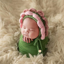 Bebê recém-nascido Da Menina do Menino de Inverno Crochê Chapéu do Girassol Fotografia Adereços Sessão de Fotos Do Bebê Chapéu Infantil bebe fotografia Acessórios 2024 - compre barato