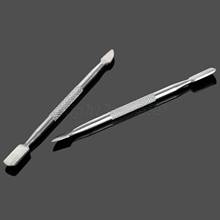 2017 1pc 12.5 cm Cuticle Nail Pusher Stainless Steel Cuticle Nail Pusher Spoon Remover Manicure Pedicure Care 2024 - buy cheap