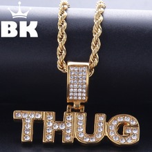 THE BLING KING Custom Thug Necklace Hip Hop Full Iced Out Cubic Zirconia gold sliver CZ Stone 2024 - buy cheap