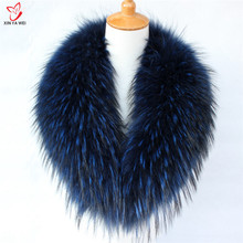 Natural Color Raccoon Real Fur Collar Scarf Genuine Big Size Scarves Warp Shawl Neck Warmer Stole Muffler With Clip Loops 2024 - buy cheap