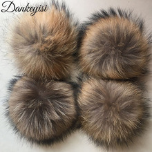 Wholesale 20pcs DIY 14/15/16cm Real Raccoon Fur pompoms fur balls for knitted hat cap beanies shoes and scarf real fur pom poms 2024 - buy cheap