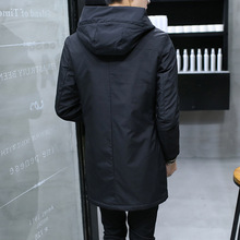 Jaqueta de inverno masculina, casaco longo com capuz slim coreano, jaqueta de algodão de caxemira, corta-vento para homens, roupas para jovens 2024 - compre barato