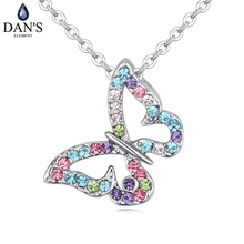 4 вида цветов DAN'S, ожерелье с подвеской в виде бабочек с настоящими Австрийскими кристаллами для женщин, модное ожерелье, новинка, распродажа, Хит #115610 2024 - купить недорого