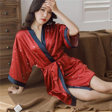Daeyard Silk Wedding Bride Bridesmaid Robe Women Polka Dot Bathrobe Short Kimono Red Robe Nighty Sleepwear Fashion Dressing Gown 2024 - buy cheap