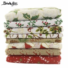 Booksew Linen Fabric 8PCS/lot 45cmx50cm Precut Bundle Christmas Style Fat Quarter For Sewing Decoration Craft Bag Doll Stocking 2024 - compra barato