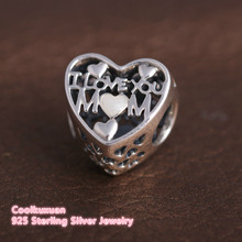 Love for Mother Openwork Charms 925 Sterling Silver Enamel I Love You Mum Heart Beads Fits Pandora bracelets Jewelry Making 2024 - buy cheap