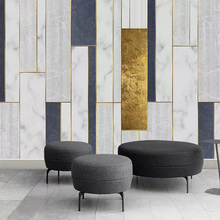 Mural de lona impermeable autoadhesivo personalizado, papel tapiz geométrico moderno, patrón de línea dorada, papel de pared de fondo de TV para sala de estar 2024 - compra barato