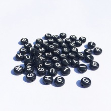 3600PCS/Lot 4*7MM Flat Round Black with White A-Z Printing Acrylic Alphabet Letter Beads for Name Bracelet DIY English Character 2024 - buy cheap