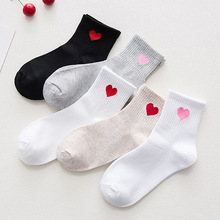 Calcetines de algodón con estampado de corazón para mujer y niña, medias de moda coreana, Harajuku, divertidas, informales, para regalo 2024 - compra barato