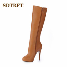 SDTRFT Fashion botas mujer 11cm thin heels Knee-High boots Sexy shoes Woman Crossdresser Pointed Toe pumps Plus:35-43 Stiletto 2024 - buy cheap