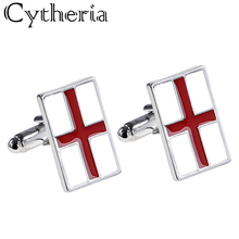 England flag Cufflinks For Men groove Red plus cuff link button business cuff links French shirt cufflink for England lover men 2024 - buy cheap