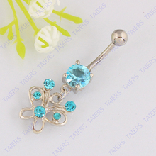 Navel ring butterfly Woman fashion belly bar body piercing belly button ring jewelry 14G 316L surgical steel bar Nickel-free 2024 - buy cheap