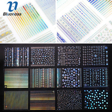 12Pcs/Lot Colorful Stripe Nail Stickers DIY Glitter Beauty 3D Nail Art Decorations Manicure Tips Nail Water Transfer Decals 2024 - buy cheap