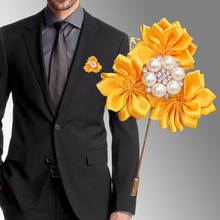 5 peças/lote casamento noivo noivo noivo boutonniere festa baile corsage personalizado feito à mão fita de seda rosa masculino terno broche flores 2024 - compre barato