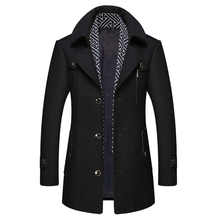 New Boutique Wool Coat Men Autumn Winter Scarf Detachable Long Woolen Coats Male Casual Wool & Blends Jacket abrigo hombre 2024 - buy cheap