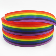 David acessórios 7/8 "(22mm) Rainbow stripe fita de poliéster fita de 50 metros, materiais artesanais DIY, envoltório de presente de casamento, 50Y2015733 2024 - compre barato