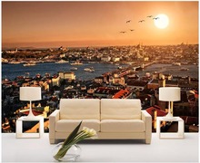 3d wallpaper custom photo mural Sunrise fishing port town scenery home decor background living room wallpaper for walls 3 d 2024 - buy cheap