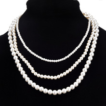 HOCOLE-collares y colgantes de perlas de imitación de 3 capas para mujer, Gargantilla con cuentas, cadena, bisutería, regalo 2024 - compra barato