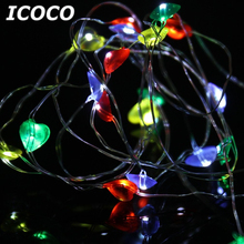 ICOCO 5m 50 LED Love Heart String Light Battery Operated Copper Wire Home Decor Light Festival Fairy Light for Wedding Party 2024 - buy cheap