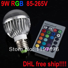 Светодиодная RGB-лампа 9 Вт E27, 85 ~ 265 В переменного тока 2024 - купить недорого
