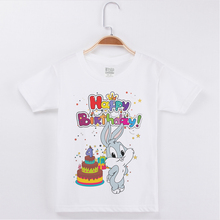 New Birthday T-shirt For Girl Cartoon Cute Rabbit Printing Cotton Short Children Clothes Kids T Shirts Boys Clothing Girls Tops 2024 - buy cheap