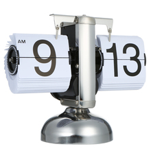 Reloj de mesa de pequeña escala, reloj Retro con tapa de acero inoxidable, reloj de cuarzo operado con engranaje interno, negro/blanco 2024 - compra barato