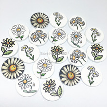 500pcs/ Mixed  Flowers Painted Round Buttons 20mm Sewing Button For Scrapbooking Cardmaking Embllishments 2024 - buy cheap