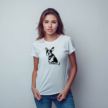 Camiseta de algodón de Boston Terrier para mujer, Camisetas estampadas para amantes de los perros, tops Hipster Tumblr acogedores 2024 - compra barato