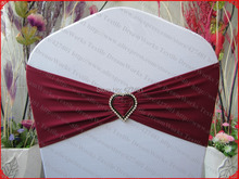 Burgundy Purple Single Layer Spandex/Lycra Band/Chair Covers With Heart Shape Diamond Buckle For Wedding Banquet Decorations 2024 - buy cheap