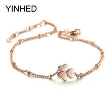 YINHED Romantic Heart Clover Link Charms Bracelet Rose Gold Color Jewelry Bracelets For Women Birthday Gift ZB012 2024 - buy cheap