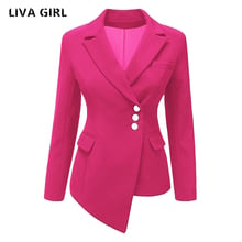 autumn blazer women coat solid irregular long sleeve V-neck blazer suits casual slim blazers jacket outwear candy color 2024 - buy cheap