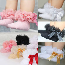 New Infant Toddler Baby Girls Kids Princess Bowknot Lace Short Socks Cotton Ruffle Frilly Trim Ankle Socks 2-6Y 2024 - buy cheap